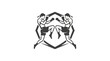 © SmartGunn - Muay Thai fighters symmetric emblem, Thai boxing martial arts vector logo, professional combat sports icon on white background
