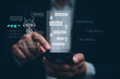 © panya7 - Businessman touch smartphone with AI chatbot interface and digital assistant icon, Customer support, automated communication, data processing, smart mobile technology in modern business environment.