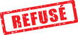 © Albachiaraa - Refusé. Tampon rouge rectangulaire grunge vectoriel. Illustration dessinée à la main. Français.