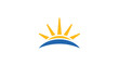 © Udin - Sun symbol design with yellow and blue elements on white background with minimalist look