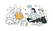 © Марія Томилович - Friends spending time together. A small group of friends chatting and laughing in a relaxed setting, sharing a calm everyday moment. Friendly interaction and