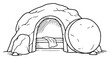 © AnimalZOO - Resurrection empty tomb of Jesus with stone rolled away in hand drawn line art style