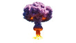 © Hannah - Isolated powerful nuclear explosion mushroom cloud with intense fiery orange base and billowing smoke