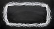 © Oriel-team - A rectangular frame hand drawn with white chalk on a textured black school blackboard surface area