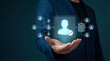 © kiatipol - Digital Identity Verification Concept with Man Holding Data Security Icons