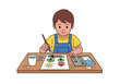 © Afif - Child Painting with Brush and Colors.