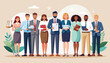 © Sardi - Diverse group of legal and business professionals standing together, representing teamwork, justice, and corporate success in a modern work environment