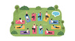 © Andi - Diverse Group Practicing Yoga Outdoors in a Park