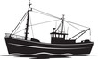 © shopone - Black silhouette of a fishing boat on water