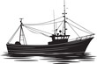 © shopone - Black silhouette of a fishing boat on water