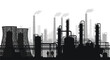 © Welas - Industrial Factory Silhouette with Cooling Towers and Smokestacks.