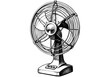 © LOBSTER LARRY - Vintage desk fan illustration with a classic design and metal grille, perfect for retro themes