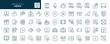 © PaHa - Video. Set of outline icons. Camera, player, film, cinema, clip, track, sound, play, filming, recording, shooting, cameraman, videographer, commercial, clip. Line icon in linear style. Vector collecti