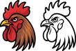 © Kathy Mathews - Rooster chicken head illustration set with farm animal icons for agriculture branding poultry farming and food industry visual graphics design