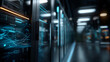 © Laura - Futuristic server room environment, advanced data center visualization, modern computing infrastructure, with copy space