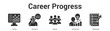 © AGE - Career Progress web banner icon set vector illustration concept for business with icon of Training, Job Search, Resume.