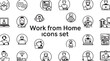© OHIDA - Work from Home Icons Set: People working remotely with laptops computers and communication symbols