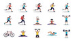 © artho  - Collection of people exercising and working out.