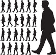 © FATEMA BEGUM - Vector collection of walking people silhouettes. Vector set