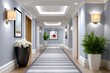 © kardaska - Modern hallway interior design with potted plants