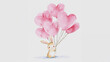 © ellinanova - Sweet watercolor baby bunny holding pink heart shaped balloons