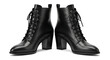 © RitaRuhi - Black leather lace up ankle boots with chunky heels