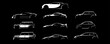 © dirtyfellas - Comprehensive Collection of Ten Diverse Automotive Silhouettes for Universal Vehicle Branding.