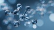 © pisan thailand - A close-up, digitally rendered image of a transparent molecular structure with interconnected spheres against a blurred blue background.