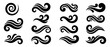 © David - Collection of black stylized swirl and wave vector elements featuring various organic, fluid, and decorative shapes with smooth flowing lines