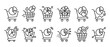 © David - Twelve black outline shopping cart analytics icons illustrating various aspects of e-commerce data, market research, sales performance, and business intelligence in a clean, modern style