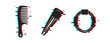 © supplement - Retro glitch style hair comb clip and band in 3d effect