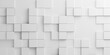 © PW.Stocker - Seamless 3D white square tiles texture background with varying heights. Geometric abstract block pattern for modern interior and tech design.