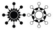 © Monoyar - Abstract Gear Network Icons: Solid Black and Outline Versions