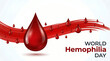 © Gambar - Abstract Red Blood Drop with Flowing Liquid Ribbon for World Hemophilia Day Concept