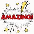 © Sobur - Amazing comic speech bubble with stars and dynamic lines, expressing excitement and awe in a vibrant pop art style on a white background