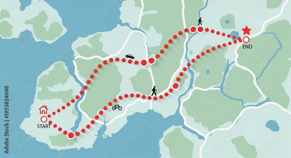 Detailed Map of Outdoor Trail with Start and End Points. Stock Vector ...