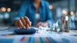 © sup - Woman calculating finances with digital coins