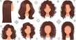 © Mstferdoshi - Women curly and wavy hairstyle collection vector illustration with different brown hair styles modern beauty avatar set