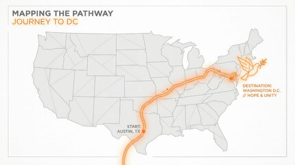  Journey to DC map highlighting pathway and destination of unity  