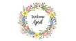 © Empu - Floral welcome april wreath with spring flowers and handwritten text