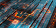 © Corona Borealis - Integrated circuit architecture, abstract digital information multilayer network grid representing data flow, quantum computational systems, virtual infrastructure design. Microprocessor cores, 3D