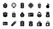 © Julian Vance - A grid of 18 black solid icons depicting objects like boxes targets bags and fruit