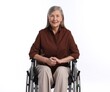 © New Africa - Happy senior woman in wheelchair on white background