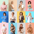 © Pixel-Shot - Collection of beautiful mature women on colorful background