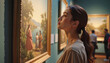 © Айман Кемелбекова - Young woman observing painting in museum gallery