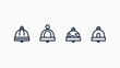 © Panji - Four bell icons in black line art, showing variations in shape and style, on white