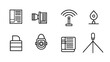 © lestari - Collection of minimalist black and white line icons representing various technology-related objects