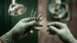 © Helen - Professional clinical image of a dentist's hands holding instruments.