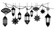 © njhasan - Intricate hanging lanterns and decorative elements create a festive stylized scene silhouette high quality professional detailed