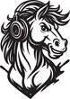 © MSAI - a cheerful horse wearing headphones, perfect for music or audio related marketing and advertising materials